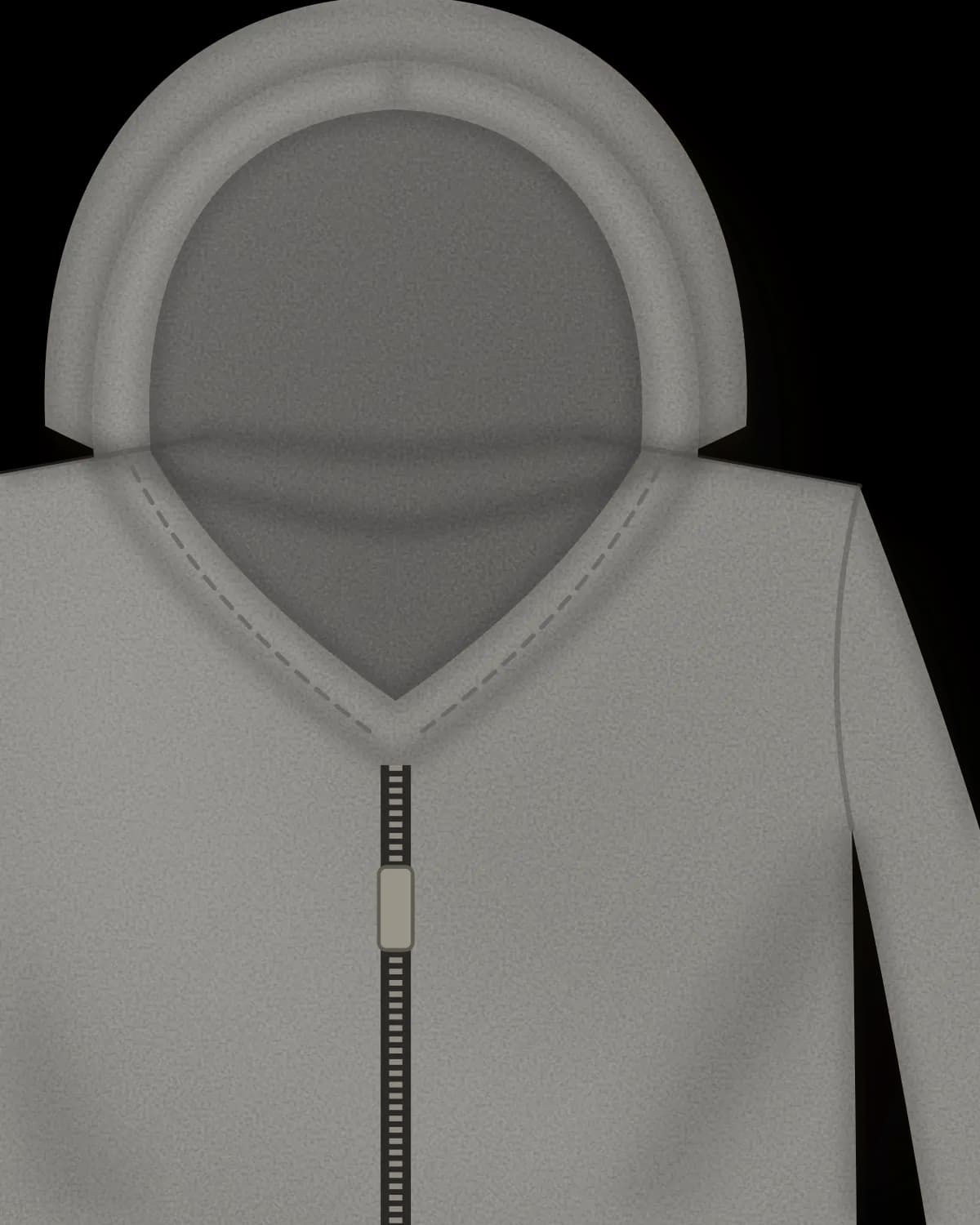 Cropped Zip Hoodie, Farbe Asche – Detail