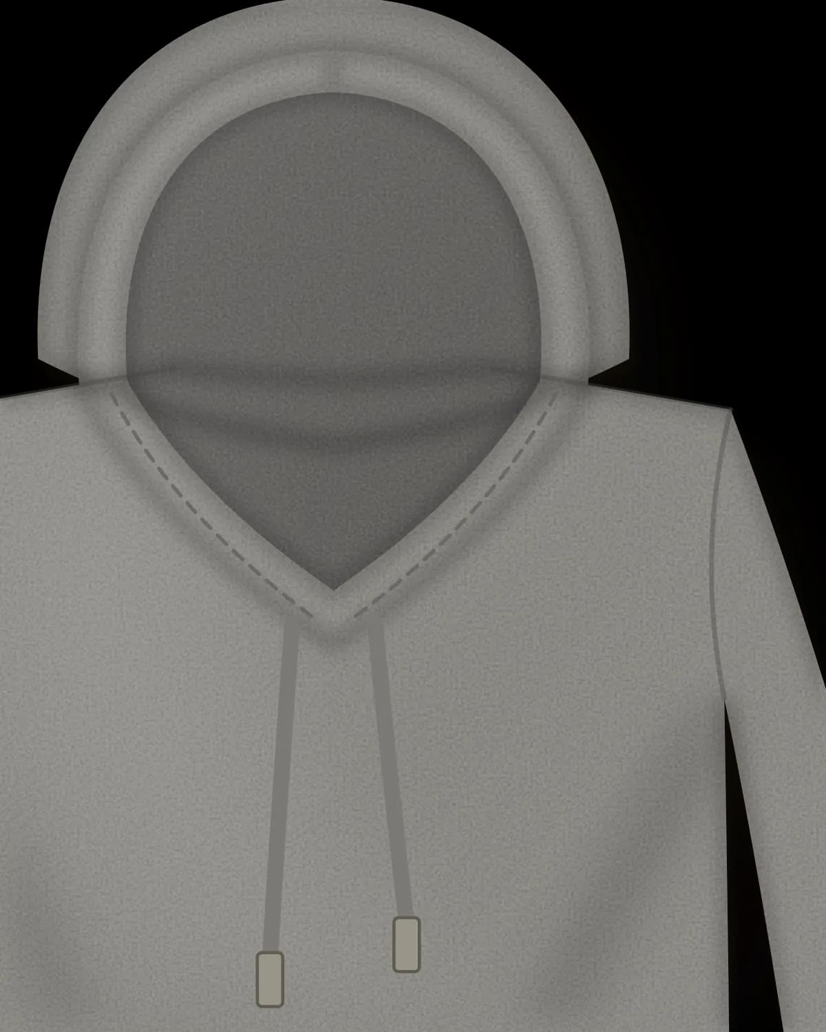 Heavy Hoodie, Farbe Asche – Detail