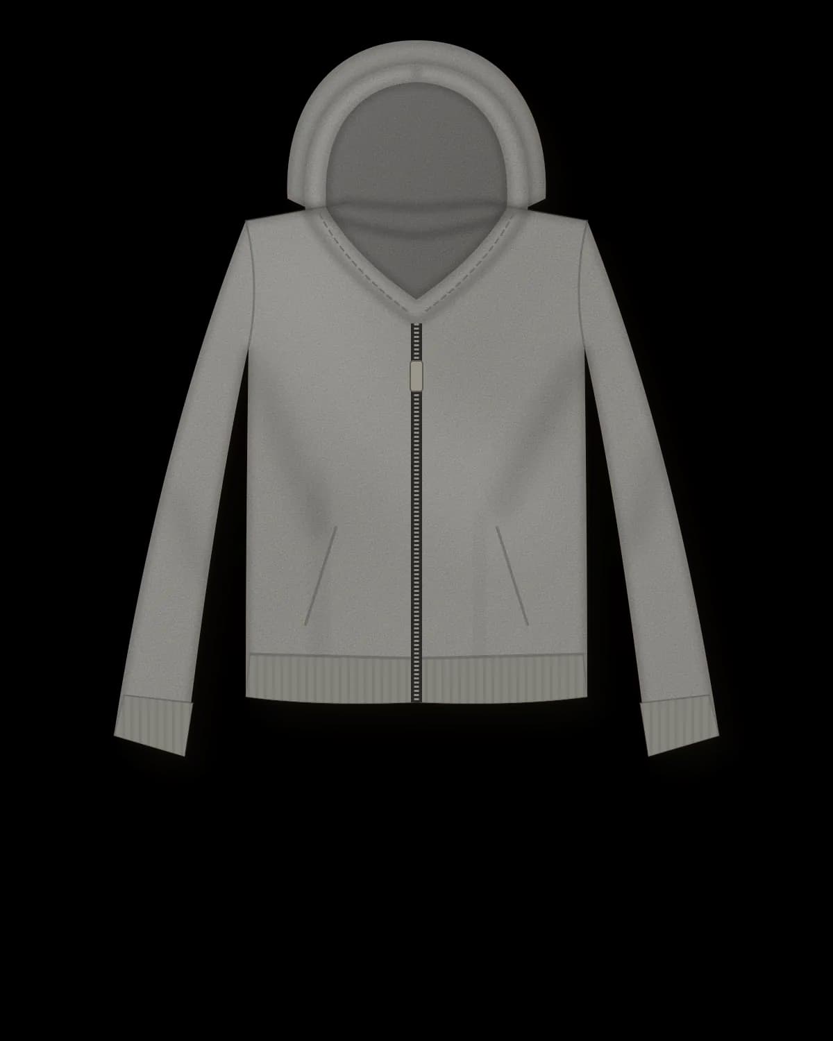 Cropped Zip Hoodie, Farbe Asche – Vorderseite