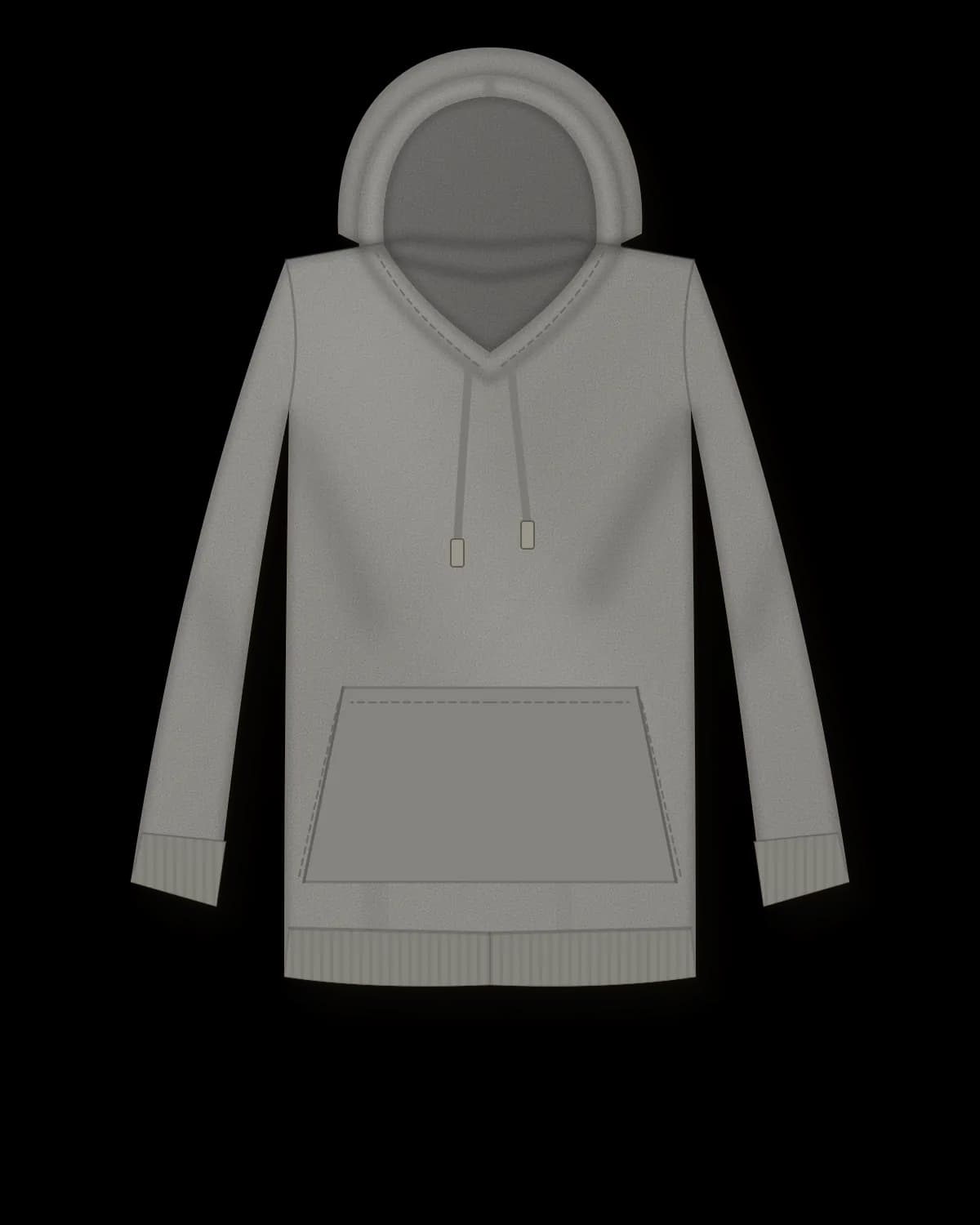 Heavy Hoodie, Farbe Asche – Vorderseite